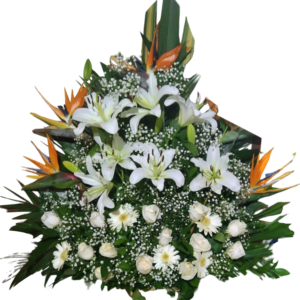 Trono Blanco de Lirios y Ave del Paraíso